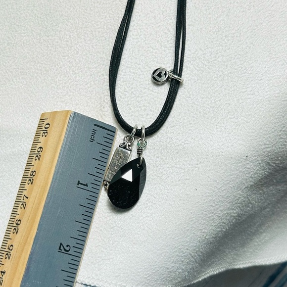 Brighton Blessings Cross Necklace 3 Pendants Crystal Black Cord Silver Plated - Picture 3 of 11